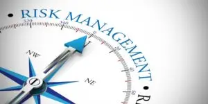 Arrow pointing to risk management concept