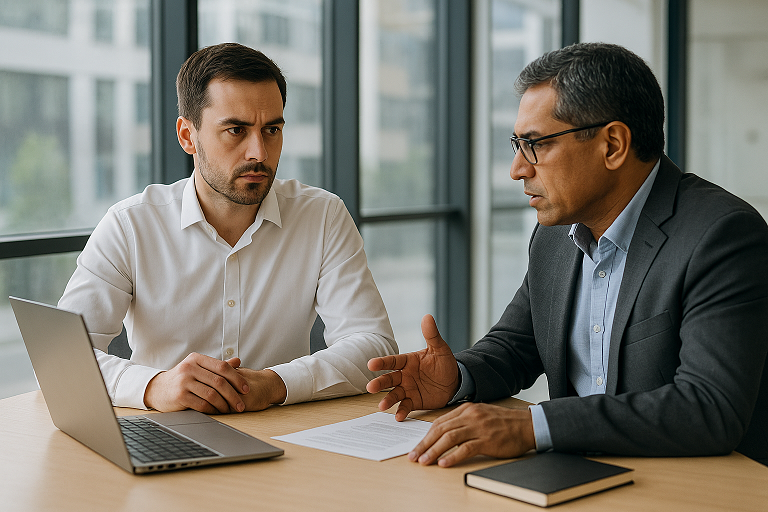 Consultor B2B trabajando con Cliente